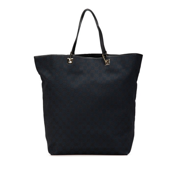 Gucci Bag Leather GG Canvas Black Tote - Picture 1 of 8